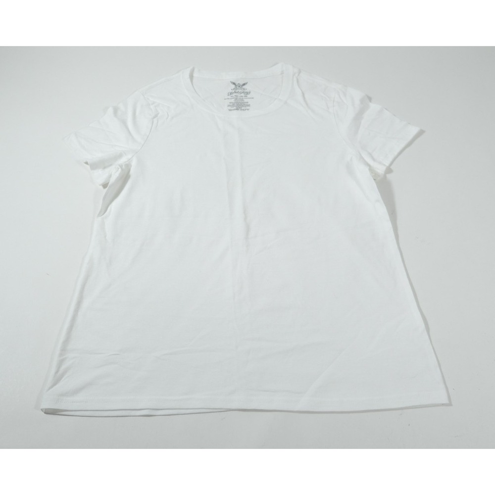 Faded Glory Tee Womens XL White Solid Crew Neck Short Sleeve Cotton Top Casual